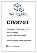 CIV3701 Assignment 1 (ANSWERS) Semester 2 2023 - DISTINCTION GUARANTEED