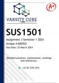 SUS1501 Assignment 3 (DETAILED ANSWERS) Semester 1 2024 - DISTINCTION GUARANTEED