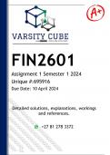 FIN2601 Assignment 1 (DETAILED ANSWERS) Semester 1 2024 (695916) - DISTINCTION GUARANTEED 