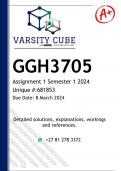 GGH3705 Assignment 1 (DETAILED ANSWERS) Semester 1 2024 - DISTINCTION ANSWERS
