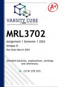 MRL3702 Assignment 1 (ANSWERS) Semester 1 2024 - DISTINCTION GUARANTEED