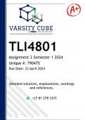 TLI4801 Assignment 2 (DETAILED ANSWERS) Semester 1 2024 - DISTINCTION GUARANTEED
