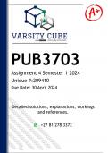 PUB3703 Assignment 4 (DETAILED ANSWERS) Semester 1 2024 - DISTINCTION GUARANTEED