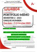 LJU4804 PORTFOLIO MEMO - MAY/JUNE 2023 - SEMESTER 1 - UNISA (DETAILED MEMO WITH FOOTNOTES- DISTINCTION GUARANTEED!)