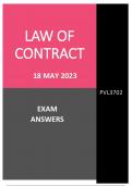 EXAM ANSWERS - LAW OF CONTRACT (PVL3702)