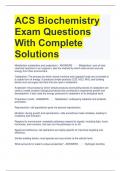 ACS Biochemistry Exam Questions With Complete Solutions