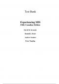 Experiencing MIS, 5th Canadian Edition, 5e David  Kroenke, Andrew Gemino, Peter Tingling (Test Bank)