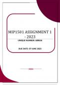 MIP1501 ASSIGNMENT 2 – 2023 (689656)