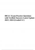 IBCLC Exam Practice Questions with Correct and Verified Answers Latest  Graded A+ 2023 | 2024.