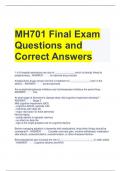 MH701 Final Exam Questions and Correct Answers 