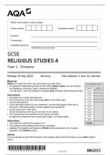 AQA GCSE MAY 2023 RELIGIOUS STUDIES A 8062 PAPER 1 CHRISTIANITY