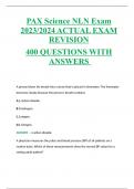 PAX Science NLN Exam 2023/2024 ACTUAL EXAM REVISION 400 QUESTIONS WITH ANSWERS 