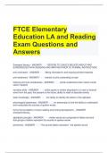 FTCE Elementary Education LA and Reading Exam Questions and Answers