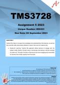 TMS3728 Assignment 5 (COMPLETE ANSWERS) 2023 (882423) - DUE 20 September 2023