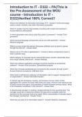 Introduction to IT - D322 – PA(This is the Pre-Assessment of the WGU course - Introduction to IT - D322)Verified 100% Correct!!