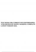TEST BANK FOR CURRENT PSYCHOTHERAPIES 11TH EDITION BY DANNY WEDDING COMPLETE LATEST VERSION 2023.
