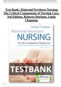 TEST BANK for Maternal-Newborn Nursing: The Critical Components of Nursing Care, 3rd Edition, Roberta Durham, Linda Chapman| A+ ULTIMATE GUIDE 2022