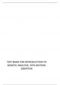 TEST BANK FOR INTRODUCTION TO GENETIC ANALYSIS, 10TH EDITION: GRIFFITHS