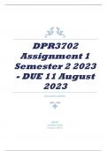 DPR3702 Assignment 1 Semester 2 2023 - DUE 11 August 2023