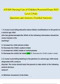 NGN ATI RN Nursing Care of Children Proctored 2023 Exam Level 2 Peds Questions and Answers (Verified Answers)