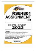 RSE4801 ASSIGNMENT 03 DUE 30AUGUST2023