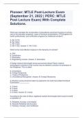 Pioneer: MTLE Post-Lecture Exam (September 21, 2022 | PERC: MTLE Post Lecture Exam) With Complete Solutions.