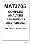 MAT3705 ASSIGNMENT 4 SOLUTIONS 2023 UNISA COMPLEX ANALYSIS 