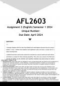 AFL2603 Assignment 2 (ANSWERS) Semester 1 2024 - DISTINCTION GUARANTEED