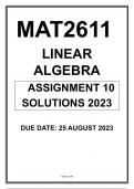MAT2611 ASSIGNMENT 10 SOLUTIONS 2023 UNISA LINEAR ALGEBRA 