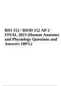 BIO 152 / BIOD 152 AP 2 FINAL Exam Questions and Answers | Latest Update 2023/2024 (GRADED)