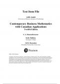 Test Bank For Contemporary Business Mathematics with Canadian Applications 12th Edition by Ali R. Hassanlou, S. A. Hummelbrunner, Kelly Halliday