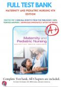 Test Bank For Maternity and Pediatric Nursing 4th Edition By Susan Ricci; Theresa Kyle; Susan Carman | 2022-2023 | 9781975139766 | Chapter 1- 51 | Complete Questions And Answers A+