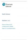 Pearson Edexcel GCE Paper 1 mathematics mark scheme (9MAO) pure  mathematics