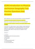 D199.Introduction to Physical  and Human Geography Test  Practice Questions And  Answers
