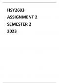 HSY 2603 ASSIGNMENT 2 SEMESTER 2 2023
