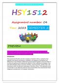 HSY1512 ASSIGNMENT 4 S2 2023