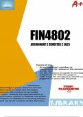 FIN4802 Assignment 2 (DETAILED ANSWERS) Semester 2 2023 (206157) - DUE 22 September 2023