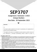 SEP3707 Assignment 2 (ANSWERS) Semester 2 - DISTINCTION GUARANTEED