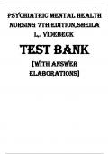 Psychiatric Mental Health  Nursing 7th Edition, Sheila  l,. Videbeck  Test Bank  [With Answer  Elaborations]
