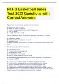 NFHS Basketball Rules Test 2023 Questions with Correct Answers