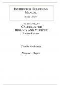 Calculus for Biology and Medicine, 4e Claudia Neuhauser, Marcus Roper (Solution Manual Latest Edition 2023-24, Grade A+, 100% Verified)