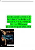Test Bank For Structure & Function of the Body 16th Edition by Kevin T. Patton; Gary A. Thibodeau 9780323597791 Chapter 1-22 Complete Guide.