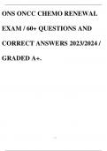 ONS ONCC CHEMO RENEWAL EXAM / 60+ QUESTIONS AND CORRECT ANSWERS 2023/2024 / GRADED A+.
