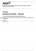 AQA A-LEVEL RELIGIOUS STUDIES 7062/2B  Paper 2B  Study of Religion and Dialogues:  Christianity Mark scheme JUNE 2023  