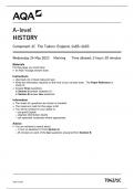 AQA A LEVEL HISTORY PAPER 1 QUESTION PAPER 2023 (7042/1C: Component 1C The Tudors: England, 1485–1603)
