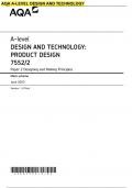 AQA A-level DESIGN AND TECHNOLOGY: PRODUCT DESIGN 7552/2 Paper 2 Designing and Making Principles Mark scheme June 2023 Version: 1.0 Final