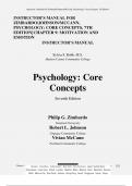 INSTRUCTOR’S MANUAL FOR ZIMBARDO/JOHNSON/MCCANN, PSYCHOLOGY: CORE CONCEPTS, 7TH EDITION| CHAPTER 9: MOTIVATION AND EMOTION