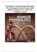 Test Bank for Vanders Human Physiology: The Mechanisms of Body Function 16th Edition (Widmaier et al., 2022) | All Chapters Covered