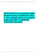   TEST BANK For Community Public Health Nursing 7th Edition by Mary A. Nies, Melanie McEwen | Complete Guide 2023 100% VERIFIED ANSWERS 2023/2024 