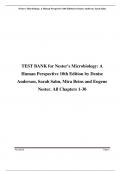 TEST BANK for Nester's Microbiology: A Human Perspective 10th Edition by Denise Anderson, Sarah Salm, Mira Beins and Eugene Nester. All Chapters 1-30 Updated A+